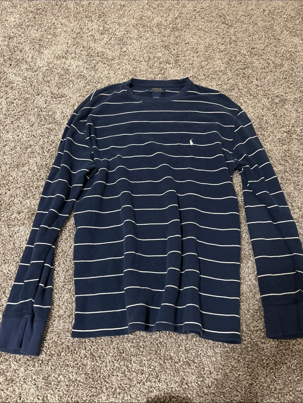 Polo by Ralph Lauren Navy and White Striped Long Sleeve Shirt